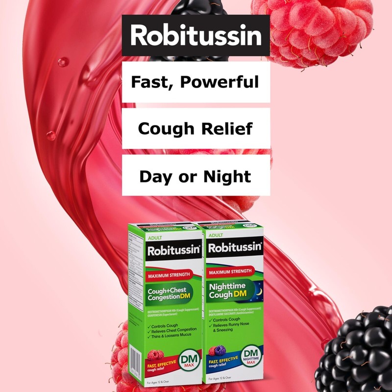 Robitussin Maximum Strength Cough and Nighttime Relief Berry Flavor 8