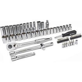 SATA 60-Piece 1/2 Drive 6-Point Metric Socket Set with 72T Ratchet - ST09007V-02