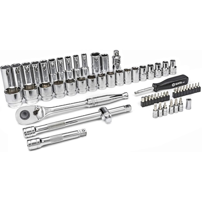 SATA 60-Piece 1/2 Drive 6-Point Metric Socket Set with 72T