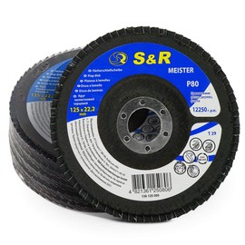 S&R Flap Sanding Discs Set of 5 for Angle Grinder Grit 80, 125 x 22.2 mm, Sanding Discs, Flap Discs, Grinding Discs, Flap Discs, for Sanding Wood, Metal, Steel