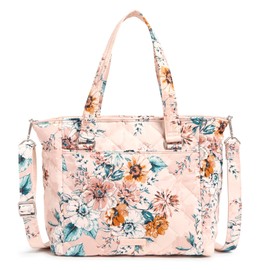 Vera Bradley Women's Performance Twill Multi-Strap Shoulder Satchel Purse, Peach Blossom Bouquet, One Size