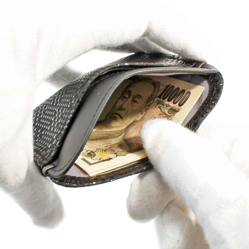 Indenya 1208-01-167 Purse, Coin Purse, G Deer Leather, Black Background