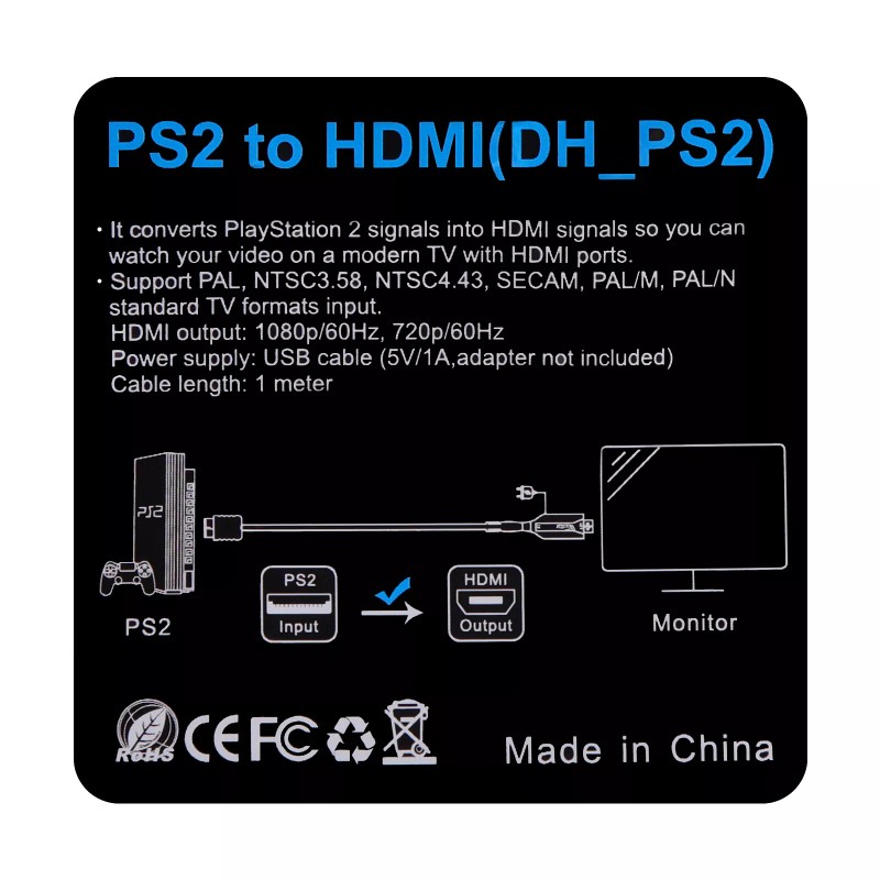 For Sony PS1 PS2 to HDMI Adapter Cable Game Console