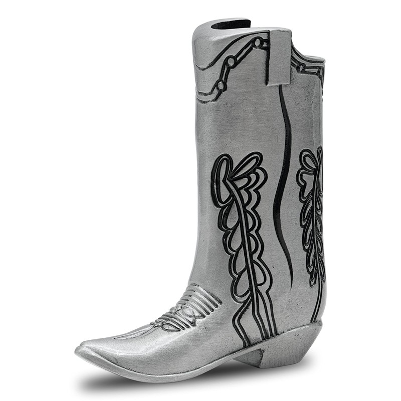 Cowboy Boot Lighter Case Silver Metal by HMC - for