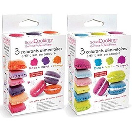 6 Powder Food colourings - Violet Orange Pink Blue Purple