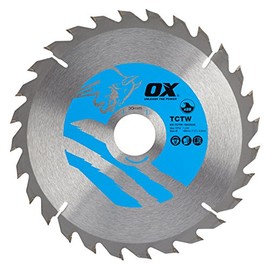 OX OX-TCTW-1843028 Wood Cutting Circular 184/30mm, 28 Teeth ATB Saw Blade, Silver/Blue, 184/30 mm