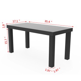 FixtureDisplays Black Coffee Table End SideTable Living Room Furniture Light Weight Willow Grain