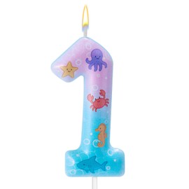 Zahlenkerze Meerjungfrau, Geburtstagskerzen mit Meerjungfrauenmotiv Geburtstagszahlenkerzen Kuchendekorationen mit Ozeanmotiv Geeignet für Partydekorationen für Mädchen und Jungen (Nummer 1)