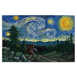 Lantern Press 16x24 Inch Giclee Print, Starry Night, Bigfoot