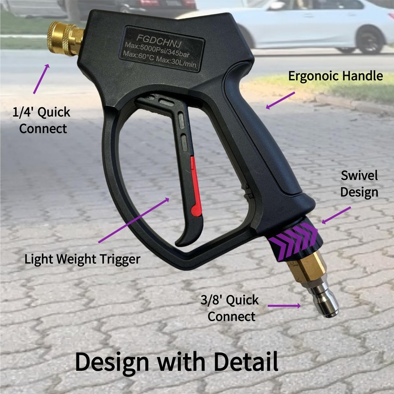 Swivel Short Pressure Washer Gun - 5000 PSI Power Washer