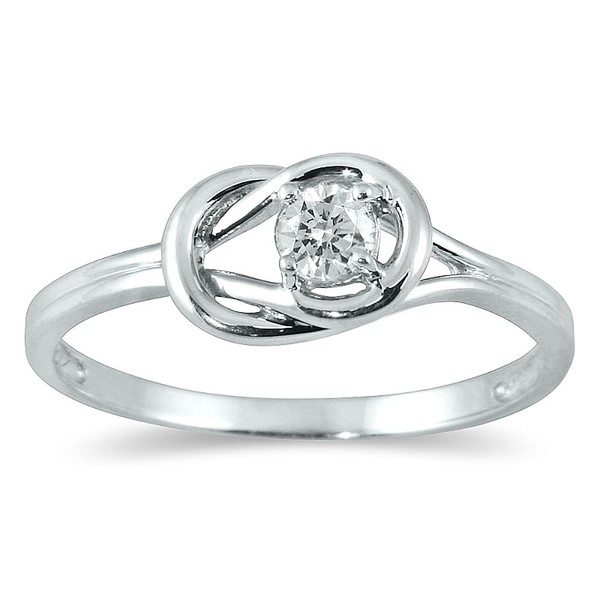 1/6 Carat Diamond Love Knot Solitaire Ring in 10K White