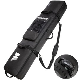 MERALIAN Snowboard Bag with Wheels, Padded Roller Snowboard Bag for Single Snowboard and Snowboard Boots,Available Length in 160cm and 170cm. (BLK, 160CM)