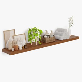 Heimlove 12 Inch Deep Floating Shelves, 72 x 12 inches Long Wall Shelf, Large Extra Display Shelf & Storage Shelf, Rustic Wood Wall Shelves for Fireplace Mantel, Walunt - 1Pack