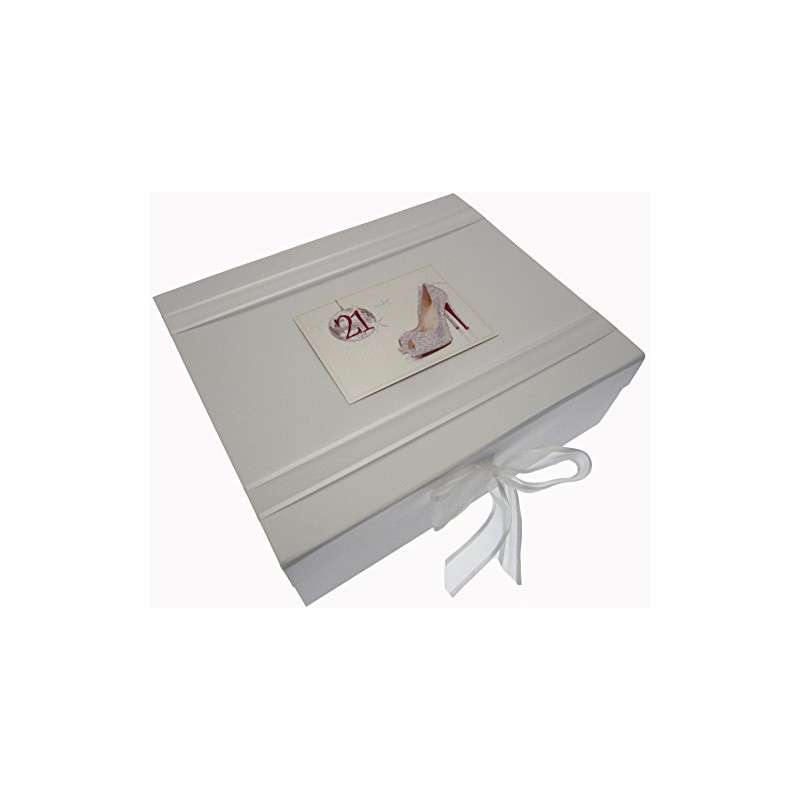White Cotton Cards 21st Birthday Keepsake Box Glitter Ball and