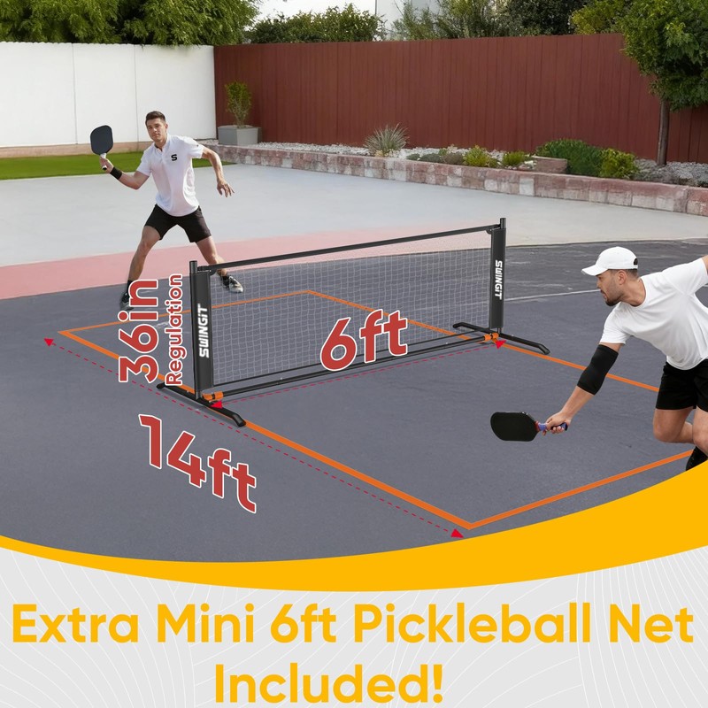 Portable Pickleball Rebounder Net with Kitchen Lines System, Solo Training