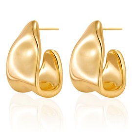 Chunky Gold Earrings for Women Statement Jewelry for Girl Drop Teardrop Earrings Gold Irregular Hook Hoops Gift for Birthday Christmas