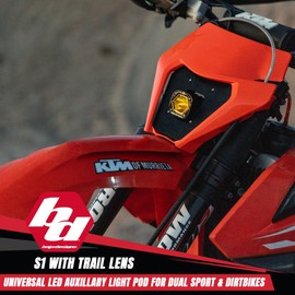 Baja Designs S1 Trail Black LED Light Pod for Dual Sport, Motorcycles, and Dirtbikes (Trail Lens; Baja Amber)