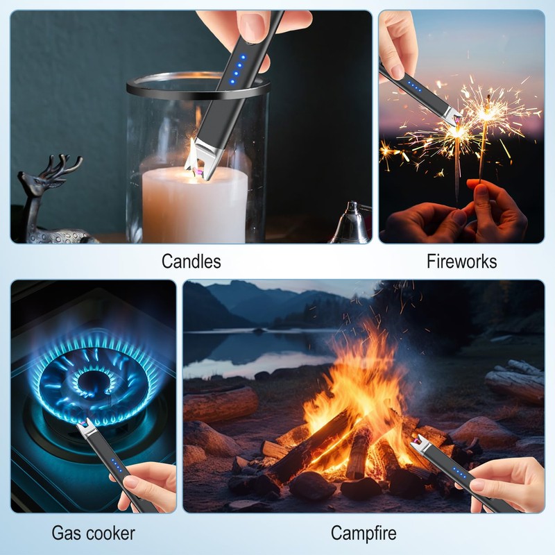 LcFun 2 Pack Candle Lighter Electric USB Rechargeable Plasma Arc