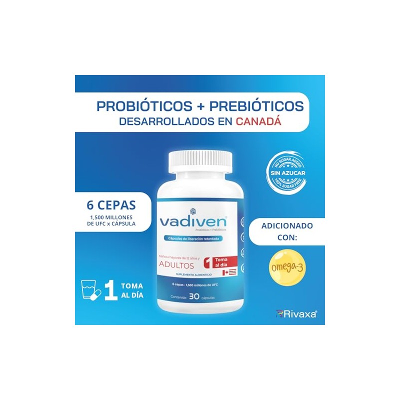Probiticos Prebiticos Omega 3 Mezcla probitica de 6 cepas y