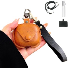 ChouXiLin Leather Case for AirPods 4/AirPods 4 (2024) Noise Cancelling - Brown Premium Shockproof Protective Cover with Detachable Neck Strap & Keychain, Travel-Friendly Accessories for Women