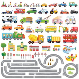 DECOWALL SG3-1404P1405 The Road and Transports Kids Wall Stickers Decals Peel and Stick Removable for Nursery Bedroom Living Room Art murals Decorations Decor Decorative repositionable Bathroom