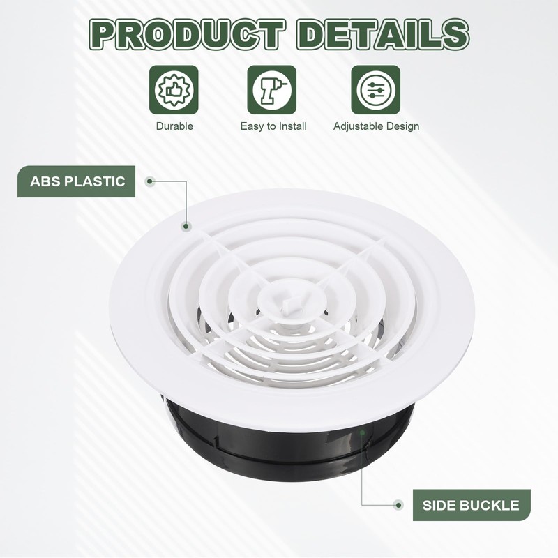 PATIKIL 6 Inch Round Air Vent Cover, 4 Pack ABS
