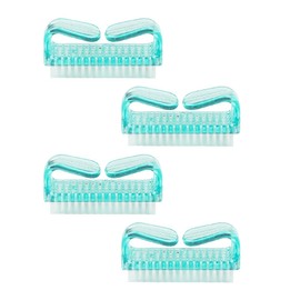 Handle Nail Brushes, 4 Pcs Nail Finger Tip Scrubbing Cleaning Brush with Easy Grip Handle, Nail Art Dust Cleaning Brushes for Fingernails and Toenails, Green