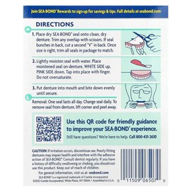 SeaBond Denture Adhesive Seals, Fresh Mint, 30 Uppers