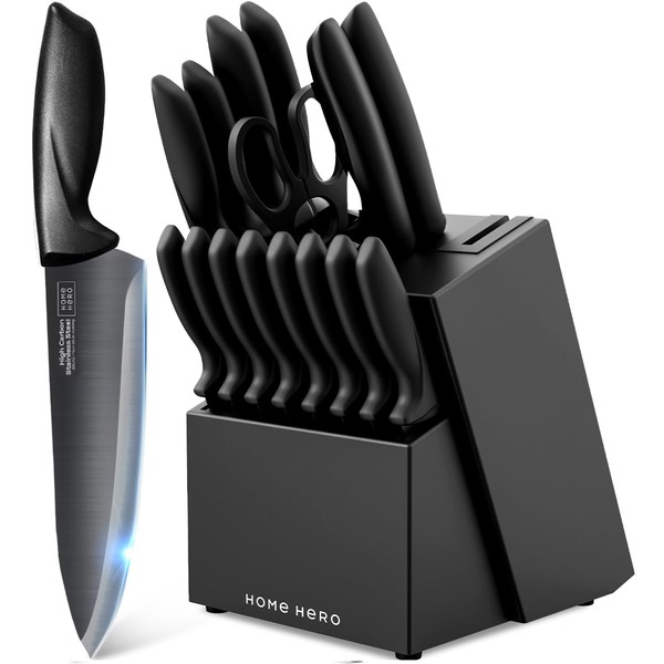 Home Hero Kitchen Knife Set with Sharpener - High Carbon
