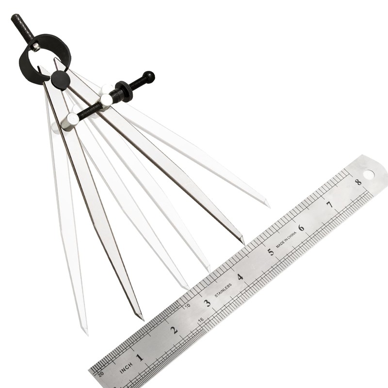 DemJamr 6 Inch Adjustable Lockable Steel Divider Wing Leather Compass
