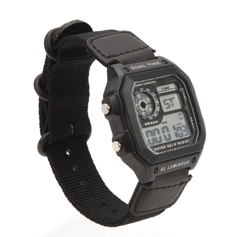 Digital Chronograph Watch Luminous Waterproof Multi Function Retro Style Square
