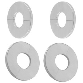 Cionyce 4 Pcs Self-Stick Wall Split Flange Stainless Steel Pipe Cover 1.06 Inch Round Escutcheon Plate for Water Pipe/Faucets/Radiators(Silver)