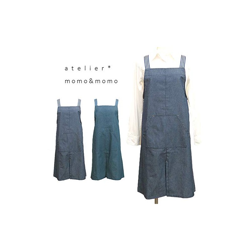 Tobima Japan AP42512 Women's Back Cloth Apron, Apron, X-Shaped, Denim