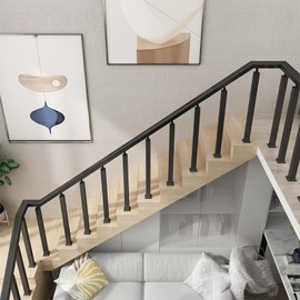 SDFVSDF 4-pcs Black Stairs Railing Posts, 270° Adjustable Square Baluster Posts, Metal Indoor Railing Kits, for Sunken Room, Staircase Spindles, Attic (Height: 33.5in)