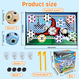 Football Ball Game Set for Kids Football Accuracy Exercise, Indoor Outdoor Backyard Toss Football Goal Game with Velcro Balls, Foldable Flannel Goals, Party Birthday Gift for Old Boys Girls Sport Toy.