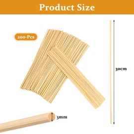 sotode Pack of 200 Cotton Candy Sticks 300 mm x 3 mm Wooden Sticks Round Wooden Sticks for Crafts Candy Floss Sticks Round Wood Stick Bamboo Sticks for Crafts for Woodwork Art Projects & DIY
