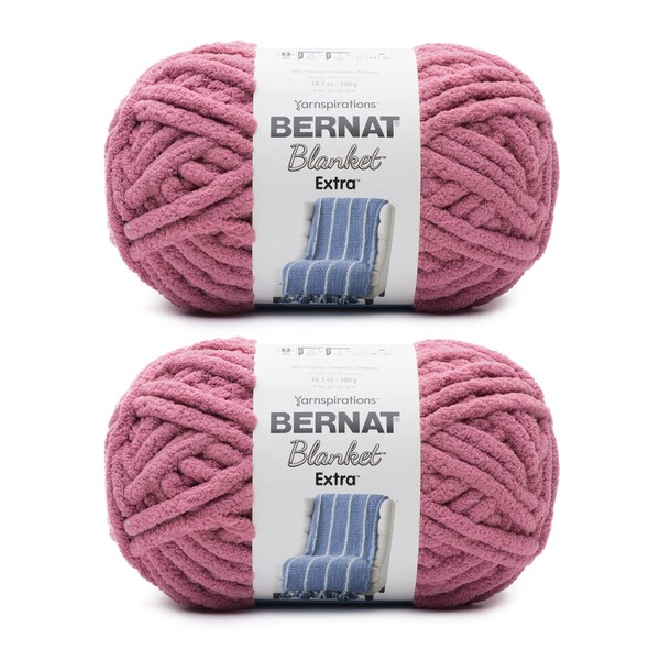 Bernat Blanket Extra Burnt Rose Yarn - Paquete de 2 300 g/10.5 oz - Poliéster - 7 Jumbo - 97 yardas - Tejer/ganchillo