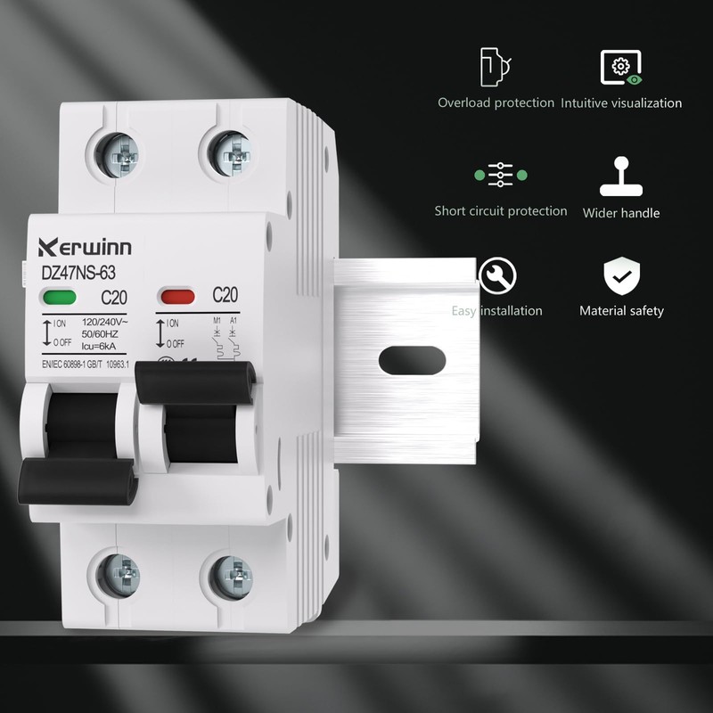 KERWINN Single-Side Interlock Circuit Breaker Manual Transfer Switch 120V/240V AC