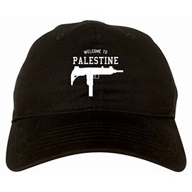 Kings Of NY Welcome to Palestine Uzi Machine Guns Country 6 Panel Dad Hat Cap Black