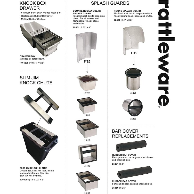 Rattleware Stainless Steel Open Bottom Knock Box Chute - For