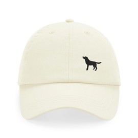 The House Of Dog: Black Labrador Retriever Owner Gift. 100% Washed Chino Cotton Embroidered 6 Panel Unstructured Baseball Cap. Natural