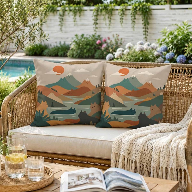 Outdoor Chair Cushion Covers 18x18 Set of 2,Cute Throw Pillows