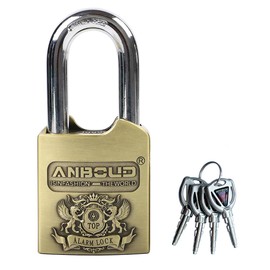 Alarm Padlock - Anti-Theft Heavy Duty Security Alarm Lock - 120db Alarm Sound & 4 Keys-Weatherproof Padlock for Storage Shed, Garage, Locker, Sliding Doors, Cabinets and More - Bronze (10 mm)