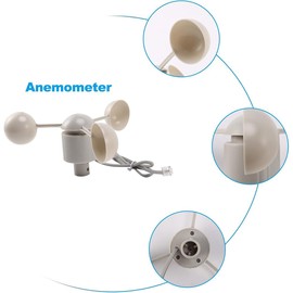 WH-SP-WS01 Anemometer Cup Speed Measuring Sensor Cup,Weather Station,3 Cups Wind Direction for Weather Meter,3 Cups Wind Measuring Detector,RJ11 Connector,for Weather Station to Test The Wind Speed