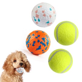 DLDER Dog Balls for Aggressive Chewers,Mini Tennis Balls for Dogs Small Breed,Indestructible Floating Bouncy Balls for Small Medium Dogs-Odourless-2.5"-(4 Pack)
