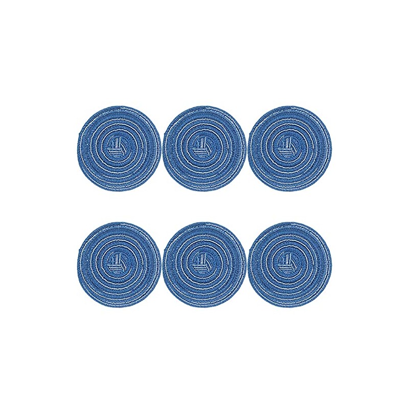 SCF2017 Set of 6 Round Woven Cotton Yarn Coasters for