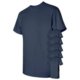Gildan Men's Heavy Cotton T-Shirt, Navy, L (Pack of 6)