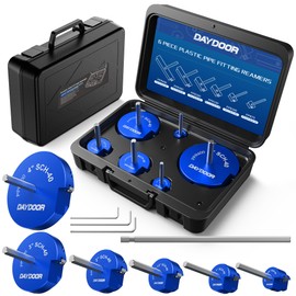DAYDOOR 6-Piece PVC Pipe Reamer Kit with 3/4", 1", 1-1/2", 2", 3", 4" Heads, 4-Sided Carbide Aluminum Reamer Tool, Plumbing Tools for Schedule 40 PVC, CPVC or ABS