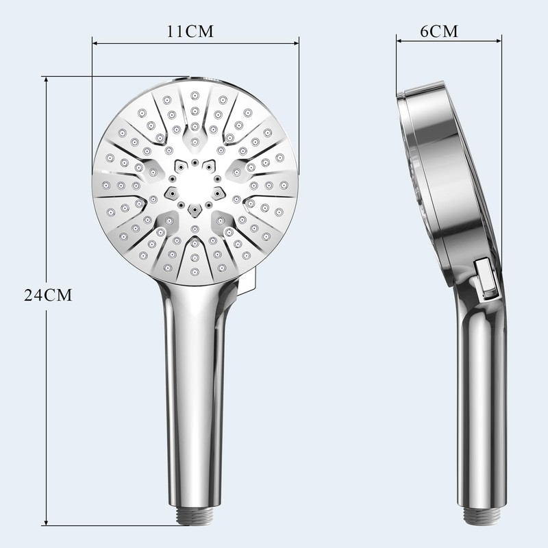 Properhome HS01 6-Way Pressure Boosting Hand Held Shower Head Round