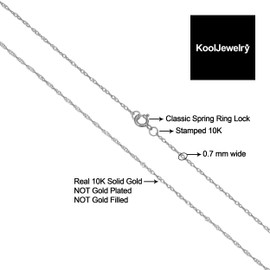 Kooljewelry 10k White Gold Singapore Chain Necklace (0.7 mm, 18 inch)